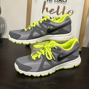 Nike Gray and Neon Green Running Shoes